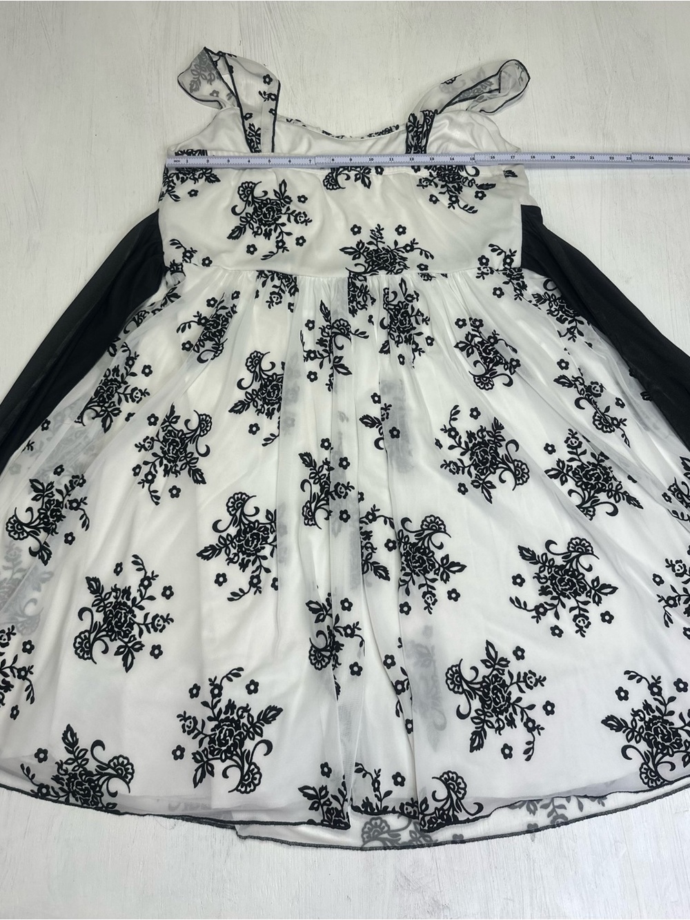 Trixxi 2X Black White Floral Flocked Dress Empire Waist Sleeveless Cocktail Plus - Picture 9 of 12